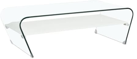 Vente-unique-Table Basse - Verre trempé - Tablette Blanche laquée - Kelly