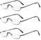 KoKoBin 3 Pack Half Frame Reading Glasses Spring Hinges for Men Women Slim Half Moon Lens Readers Metal Semi Rimless eyewear (3 Black, 1.5)