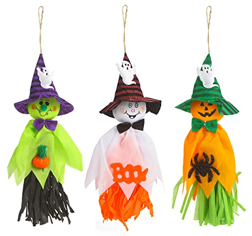 DERAYEE 3 Stücke Halloween Deko Kinder, Hängender Geist für Dekoration, Patio Lawn Garden Party Decorations