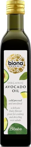 Biona Organic Avocado Oil, 250ml - Pressed From Organically Grown Avocados - Cold-Pressed and Unrefined - Delicate Fruity Flavour - For Everyday Cooking and Salads