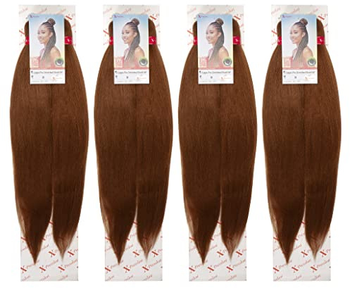 x-pression Colour 30 ,4 PACK XPRESSION LAGOS BRAID Pre-Pulled Hair Extension , 46″ Pack (2 IN A PACK) , (Colour 30, Medium Auburn))
