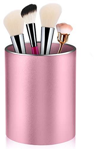 Dopaka Metall Runder Stiftehalter Schreibtisch, Stifteköcher, Metal Round Stiftebox Füllfederhalter Organizer Aufbewahrungsbox für Büro, Schule, und Haushalt, Kosmetik Organizer 8x10 cm, Rosa