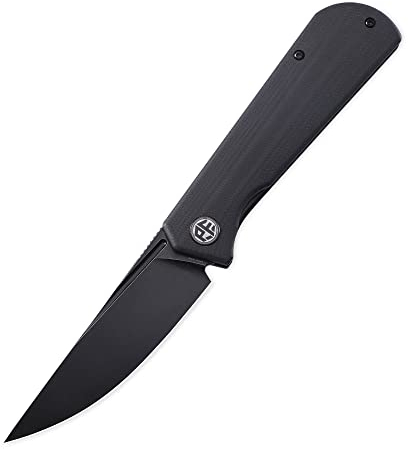 Petrified fish PFP07 Viking Cuchillo Plegable 3,62 inch Cuchilla de satén de acero K110 Micarta Mango EDC cuchillo de bolsillo (Black Black Stonewashed)
