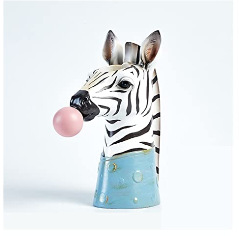 SUNESA Florero casero Resina Suculenta Maceta Florero Forma de Cabeza de Animal Florero Lindo Decoración del hogar florero Decorativo (Color : Zebra)
