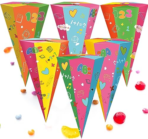 6stk Geschwisterschultüte Faltbare Zuckertüte für die Einschulung zum Schulanfang sechseckig Zuckertüten Tisch Dekoration Geschenkverpackung Schuleinführung Einschulung Schulanfang