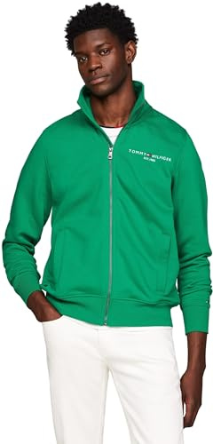 Tommy Hilfiger Cardigan Giacca in Maglia con Cerniera Uomo Tommy Logo Zip, Verde (Olympic Green), S