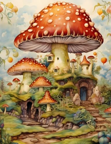 Lined Journals Wide Ruled Mushroom: Vintage Botanical Composition Notebooks: Fairy Mushroom Art