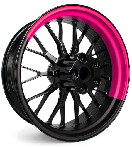 4-teiliges Felgenbettaufkleber Set für 17 Zoll Felgen Komplett Dekor Folie für Motorrad Felgenrandaufkleber selbstklebend wasserfest uv-beständig MR021 (04-05 Half Pink)