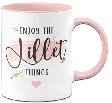 Tassenbrennerei Tasse - Enjoy the Lillet things - Lillet Wild Berry Glas - Kaffeetasse lustig mit Spruch - Geschenk für Kollegin, Freundin, Frauen (Rosa)