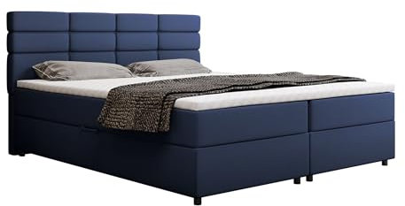 Reve Boxspringbett 180 x 200 cm Doppelbett mit hochwertiger Bonell-Matratze und Topper, Polsterbett mit Bettkasten, Schlafzimmer, Bequem, Modern, Stilvoll