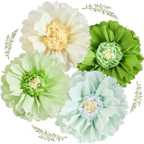 Homarkable 4 Stück Papierblumen Wanddekorationen 50 cm Große Papierblumen 3D Papier Blumen für Hochzeit, Brautparty, Babyparty, Kinderzimmer, Dekoration, Blumenhintergrund