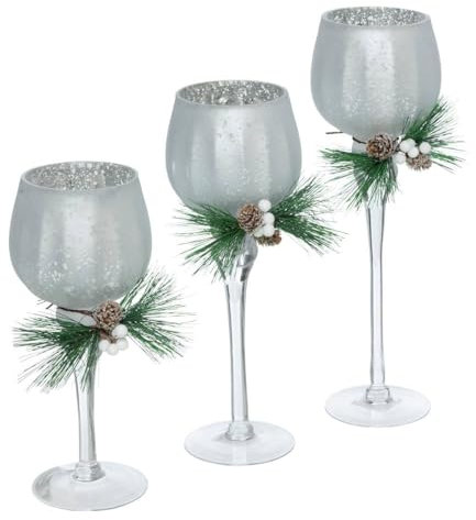 Atmosphera - Photophore sur pied branches x3 40cm argenté