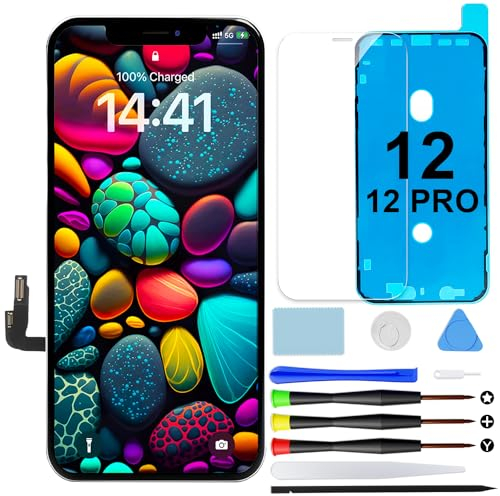 GOLDWANGWANG Display für iPhone 12/12 PRO Bildschirm, 6,1'' Full HD 3D Touch LCD Retina Digitizer Ersatzteile mit Reparaturwerkzeugen