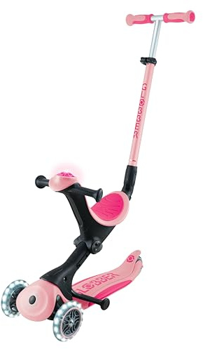GLOBBER GO-UP Deluxe Lights – 3 in 1 Aufsitzrad, Laufrad und Scooter, verstellbar, LED-Leuchtrollen, Leuchtmodul
