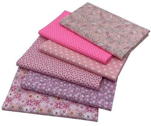 aufodara Tissus Coton Couture 6 pièces 50 x 80 cm Gros Coton Craft Quilting Fabric Textile Patchwork DIY Fait à la Main en Tissu à Coudre (Rose)