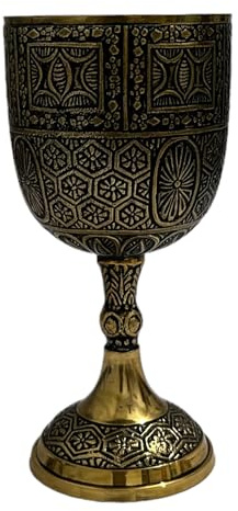 Morcomart Kelch aus Messing, antiker Arthur-King, elegantes Design, Weinkelch, mittelalterliches Dekor
