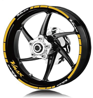 Radform Motorrad-Radaufkleber, Vorder- Und Hinterreifen, Reflektierende Streifen, Kit, Aufkleber, Moto-Felgenaufkleber, Wasserdicht, Für VMAX Vmax(Color:Reflective yellow)