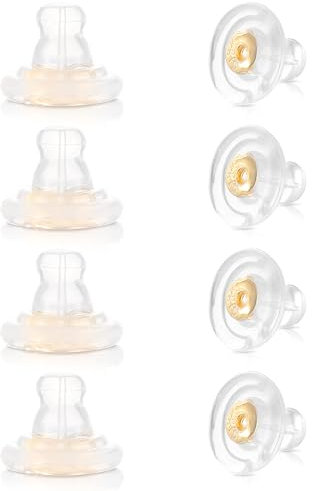 8 Stück Ohrring Verschluss Silikon Transparente Ohrring Stopper Gold Ohrstecker Verschluss Gummi Ohrringe Rücken Stopper Ersatz Hypoallergen Anti-Fall Ohrring Verschlüsse für Männer Frauen