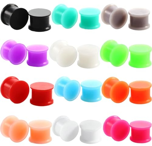 24Pcs Tunnel 22mm Silikon, Tunnel Mehrfarbig Mehrfarbige Runde Form Piercing Set