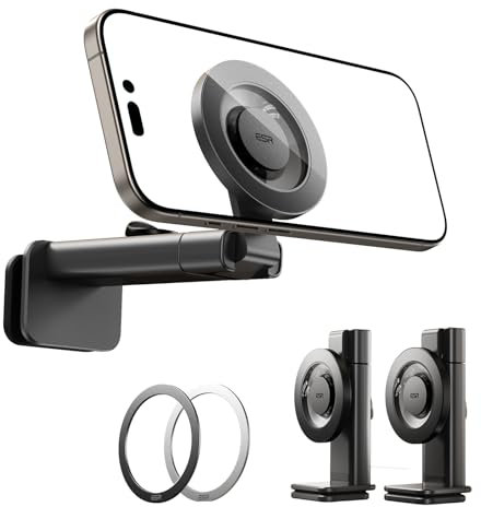 ESR 2-Pack Travel Essential Airplane Phone Holder for MagSafe Accessory, Portable Travel Plane Phone Holder Mount Magnetic w Metal Ring for All iPhone 17 16 15-7, Galaxy S25, Pixel 10,All Smartphone