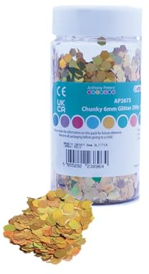 Chunky Glitter | 6mm Hexagon Glitter | 200 Grams tub | Shaker lid Easy Pouring | Glitter Art (Gold)