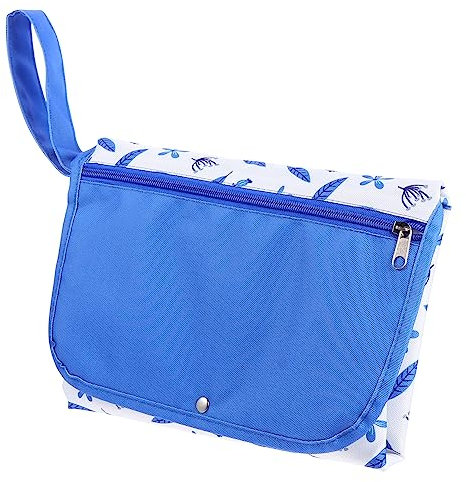 Hohopeti Wasserdichte Wickelunterlage Für Tragbar Für Unterwegs Pflegeleichte Wickelauflage Aus Hochwertigem Und Schwamm Blaues Blattdesign