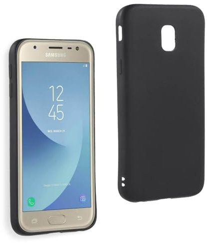 REY Schwarz Silikonhülle TPU für Samsung Galaxy J3 2017, Handyhülle Premium Kratzfest TPU Durchsichtige Schutzhülle, Ultradünne 0,33 mm