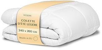 WENDRE Sommerdecke 240x260 cm– Ultraleichte 150 GSM Decke für den Sommer – Dünne Mikrofaser Steppdecke – Oeko-TEX Zertifiziert – Allergiker Bettdecke 240x260 Made in EU - Washbar