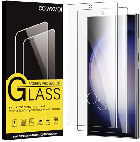Coiwxmoi Verre Trempé pour Samsung Galaxy S23 Ultra 5G 2 Pièces,Film de Vitre Protection écran Dureté 9H Anti Rayures Sans Bulless Ultra Transparent HD Haute Sensibilité Protecteur D'écran