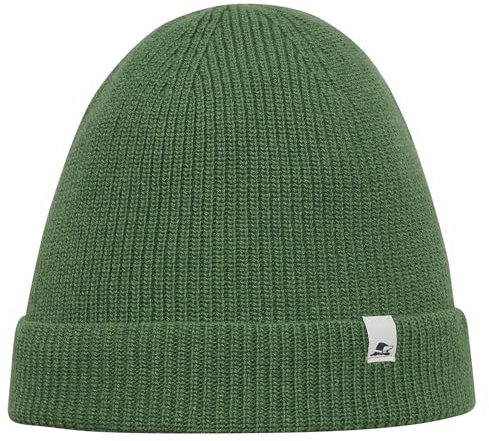 Sterkowski Kingfish Strickmütze | Merinowolle und Recyceltem Kaschmir Beanie für Herren und Frauen | Rippenrand Still Wintermütze Herren Beanie Mütze Herren Fisherman Beanie 54-62 cm Grün