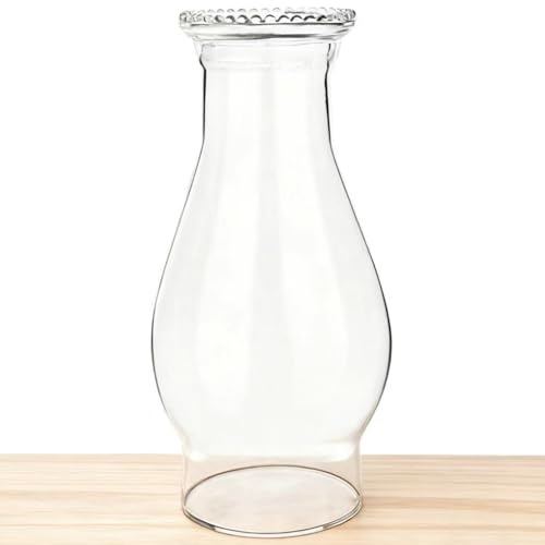 YOUJIAYOUNI Oil Lamp Chimney Replacement,3 Inch x 8 Inch Kerosene Lamp Globe,Clear Glass Oil Lamp Globe, Crimped Top Hurricane Lamp Shade Cover,Glass Chimney for Oil Lamps(1 Pack)