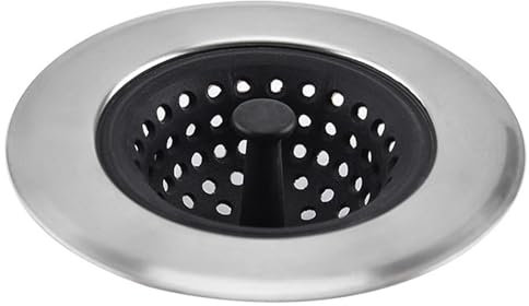 Kitchen Silicone Sink Drain Strainer with Stainless Steel Rim | Kitchen Sink Drain Cover | Sink Drain Strainers to Catch Food Clogs | Food Catcher Strainer Basket | Kitchen Plug Sink Strainer