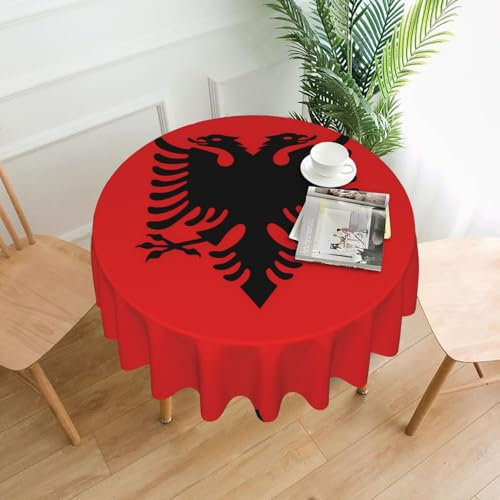 WHJSHOP Runde dekorative Tischdecke, 152,4 cm, schützen und dekorieren Sie Ihren Esstisch, albanische Flagge