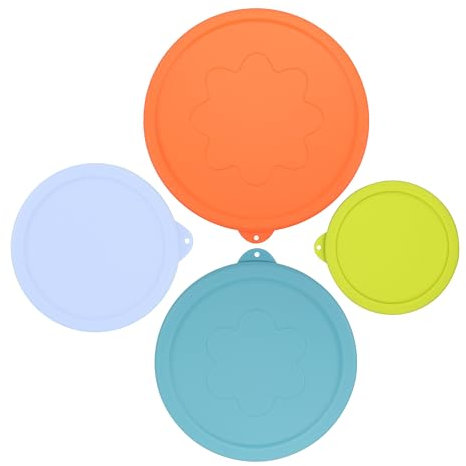 VIOTIIN 1 Cup 2 Cup 4 Cup 7 Cup Round Silicone Replacement Lids for Pyrex Glass Bowls, 4 Pack, Microwave & Dishwasher & Freezer Safe (Container not Included)