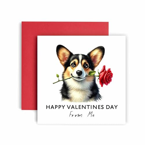 Huxters Valentines Card from the Dog – Cardigan Welsh Corgi - Happy Valentines to Dog Mum and Dog Dad – Dog Best Friend (Cardigan Welsh Corgi)