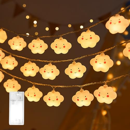 cailiya Stern Regenbogen Lichterkette,Lichterkette Kinderzimmer,3m,mit 20 LED Lichterkette,für Party Kinderzimmer Garten Hochzeits Zimmer Deko (Warmweiß (Wolken))