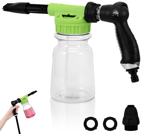 Youool 2 in 1 Schaumpistole Autowäsche 1000ml Einstellbar Schaumlanze | Auto Cleaning Foam Gun Schaumkanone Gartenschlauch Anschließen zur Reinigung von Auto-und Motorradgärten Verwendet (Grün)
