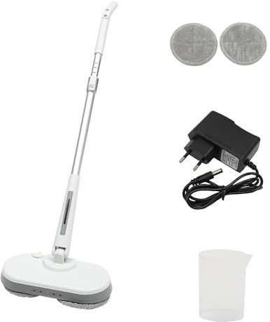 ACROSSPART Bodenwischer Elektrisch Wischer Boden Geräuscharm Akku Sprühmopp Nass und Trockenmopp Wischer Elektrisch mit LED Beleuchtung und Rotierender Moppkopf