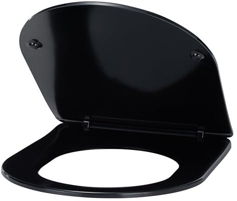 Abattant WC couleur Noir universel clipsable/nettoyage facile - lunette de toilettes Thermodur extra plat frein de chute forme D NOYON & THIEBAULT