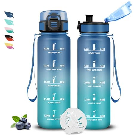 Trinkflasche Kinder- 0 5 liter- Trinkflasche, Trinkflasche mit Uhrzeit, Trinkflasche Auslaufsicher, Trinkflasche mit Zeitmarkierung, Leicht zu Reinigen, Trinkflasche Erwachsene für Schule, Outdoor
