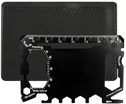 46 in 1 Pocket Kit, Multi Tool Card Size Gadget Wallet Set, Camping Gadgets, Multi Tool Card, Stainless Steel, Perfect Choice for Christmas Gifts, Black