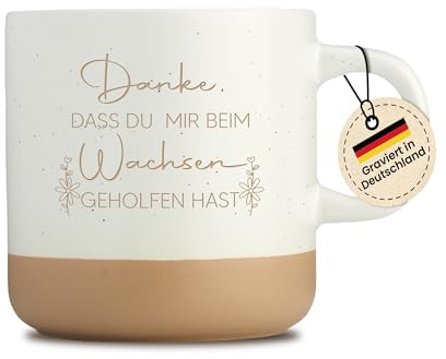 LIEBTASTISCH - Danke, dass du mir beim wachsen geholfen hast - Abschied Erzieherin - 360 ML - Geschenk für kindergärtnerinnen kita abschiedsgeschenk kindergärtner - Beige