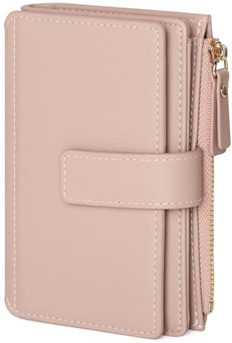 RRANCharltu Geldbörse Damen Leder Portemonnaie klein RFID-Schutz Rosa | Kleiner Geldbeutel, PU-Leder Portmonee mittelgroß, Reißverschluss Münzfach, 16 Kartenfächern & 2 ID-Fenster, Geschenkbox
