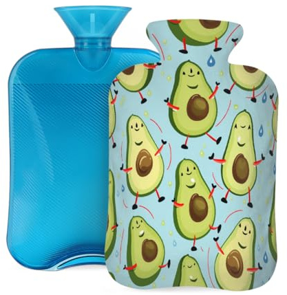 Mexpekil Wärmflasche mit weichem Flanellbezug, 2 l, großer Wärmbeutel zur Schmerzlinderung, warme Hände, Füße und Körper, ideales Geschenk für Erwachsene und Kinder (Avocado-Sport)