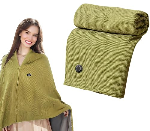 Heizdecke mit Abschaltautomatik, USB Wärmedecke Elektrisch, Waschbare Heizdecke mit 3 Heizung, Tragbare Heizkissen Nacken Schulter, Weihnachten Geschenke für Frauen, 150 x 80cm