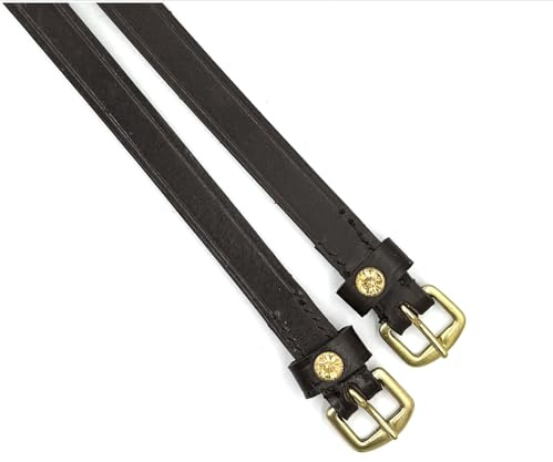ES4010 Sporenriemen Strass Leder, Braun Leder/Glod Strasssteine | Equine Smile, Kristall Ersatzriemen Pferdespornriemen Reitsporenriemen Fixierung von Reitsporen Sporen Zubehör Reiten