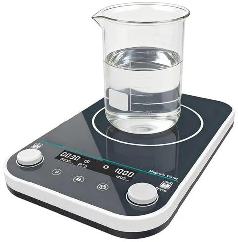 20W Magnetic Stirrer Hot Plate, Lab Digital Stirrer with Large 5L/10L Capacity, Programmable Speed & 24H Timer, Forward/Reverse Rotation, 9 Program Memory, Tempered Glass Panel,5L
