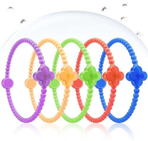 HASAIKA® Pulsera Citronela, Pulsera Antimosquitos para Exteriores, Protección eficaz contra Las picaduras de Mosquitos, Ideal para Actividades veraniegas, 5 Piezas