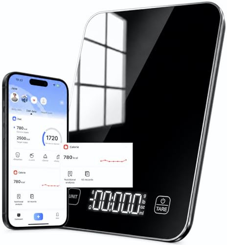 Smart Digital Food Scale with LED Display, | Nutritional Calculator & Free App, 22lb/10kg Capacity, 5 Units, 1 g/0.05 oz Precise, Baking Cooking Meal Prep & Weight Loss