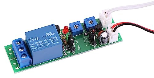 Bewinner Módulo de relé Temporizador de Ciclo Ajustable, Interruptor de Retardo de Encendido/apagado 0-30 Min CC 24 V, 2 Modos, Carga de 10 A, para Control y Automatización de Equipos (DC 24V 0-30